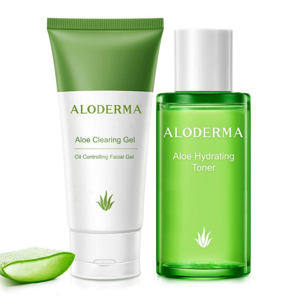 image:imageAloderma Aloe Oil Controlling Set 2 pcs  Aloe Clearing Gel Hydrating Toner