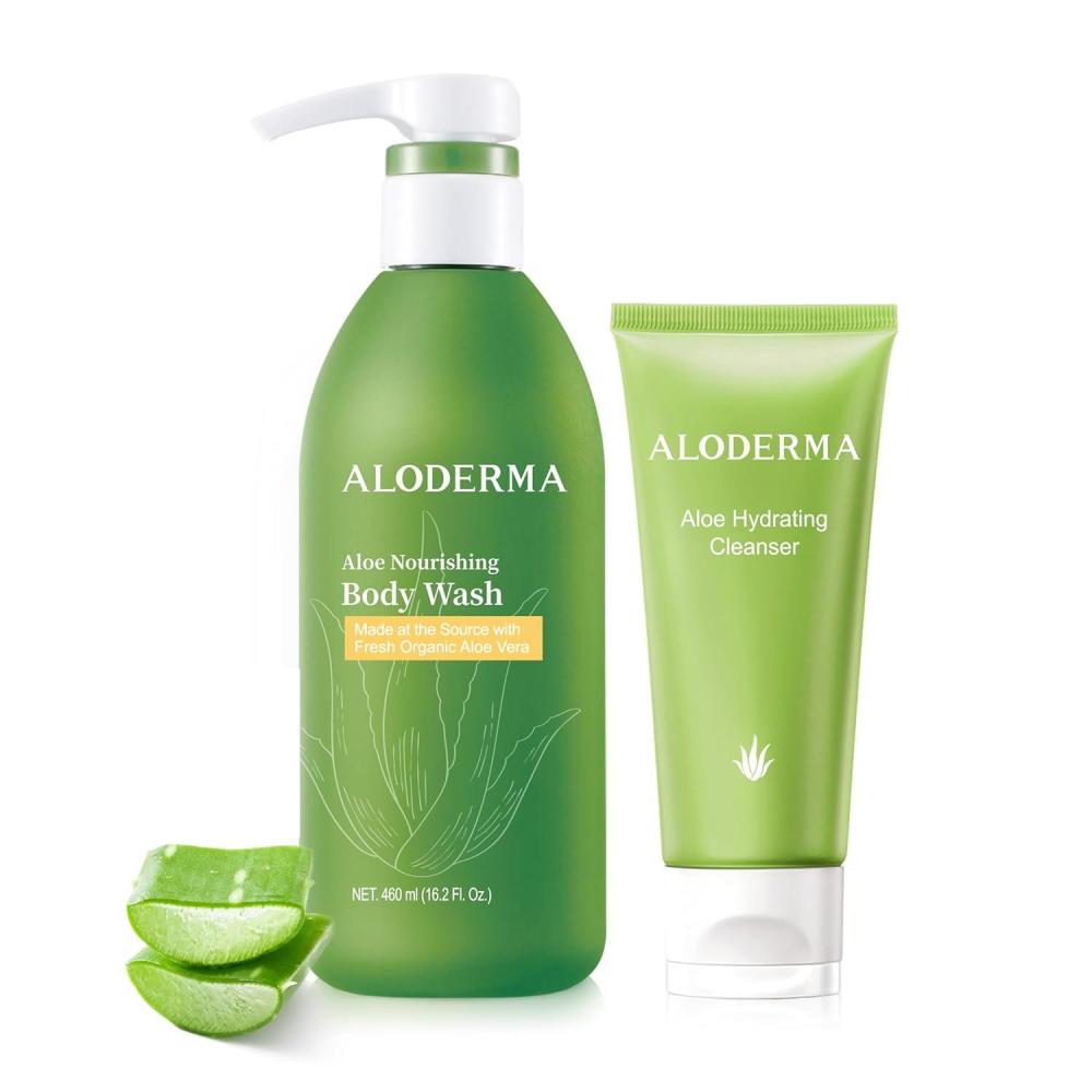 image:imageAloderma Aloe Shower Set Nourishing Body Wash Hydrating Facial Cleanser Refreshing Soothing Hydrating