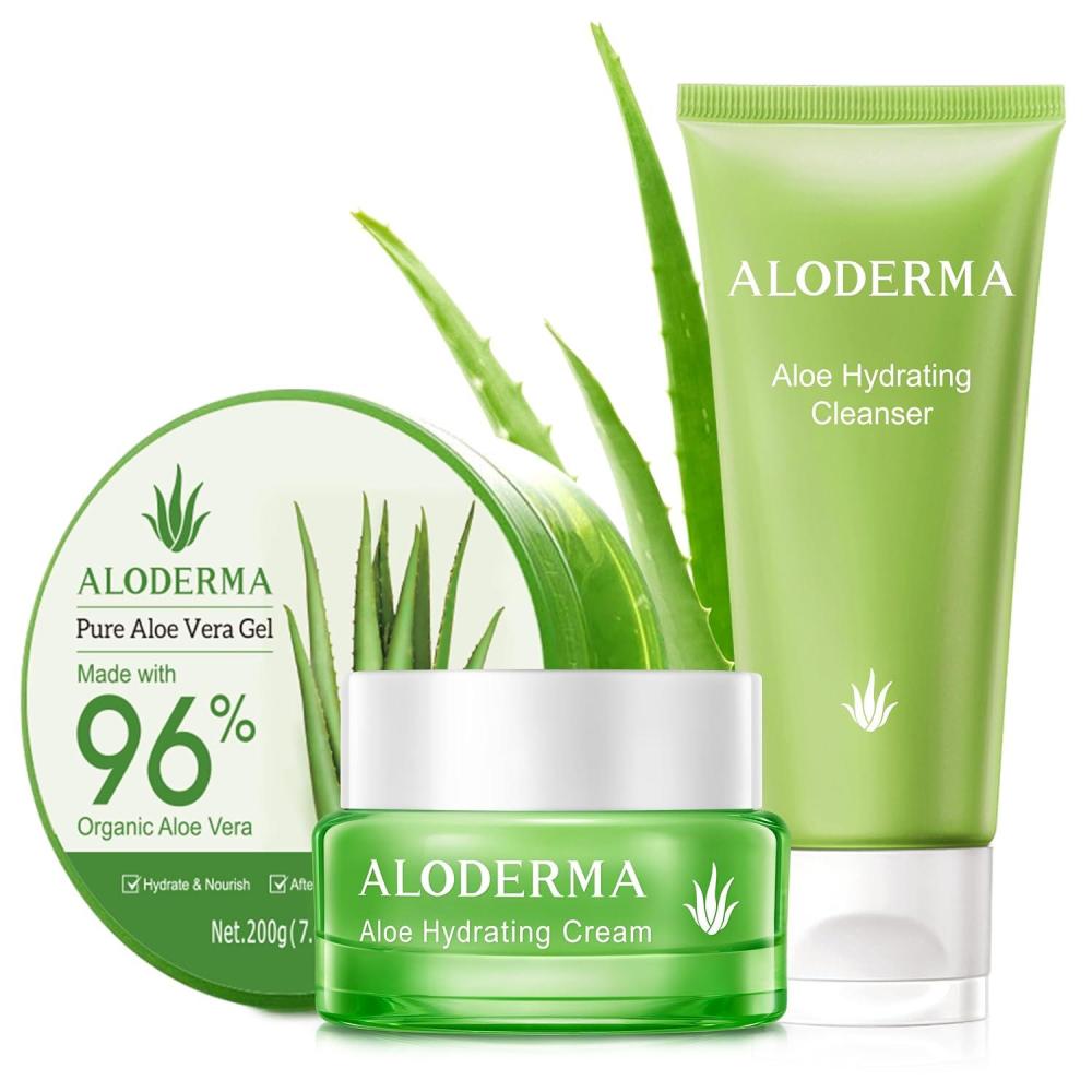 image:imageAloderma Basic Aloe Hydrating Set  3 Pieces  Cleanser Cream 200g Aloe Vera Gel