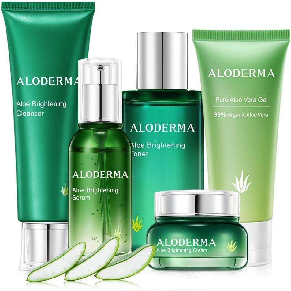 image:imageAloderma Signature Aloe Brightening Set  6 Pieces  Gel Cleanser Toner x2pcs Serum Cream