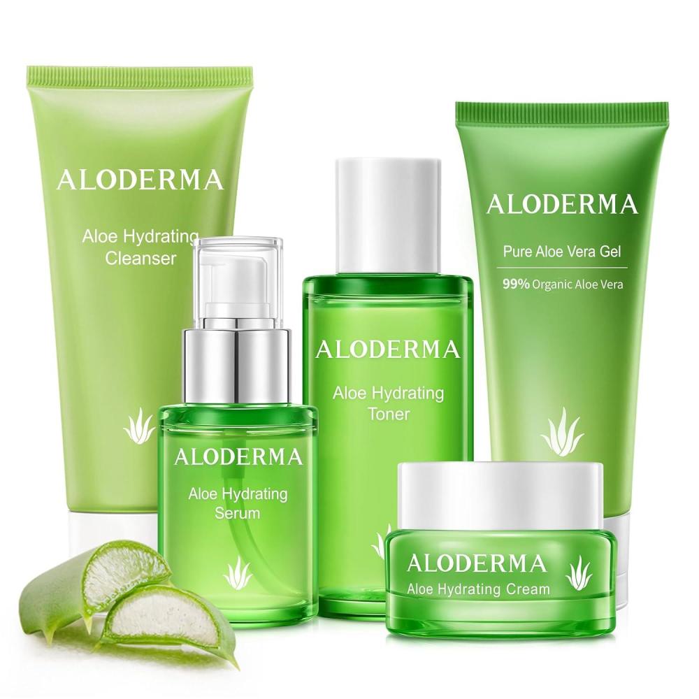 image:imageAloderma Signature Aloe Vitality Hydrating Set  6 Pieces  Gel Cleanser Toner Serum 2x Cream