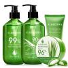 Aloderma Aloe Vera Gels Set, 4 Pieces – 300g Aloe Gel, 300g Aloe Gel + Tea Tree Oil, 200g Aloe Vera Gel, 114g Aloe Vera Gel – Hydrating, Soothing, Moisturizing