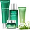 Aloderma Essential Aloe Brightening Skin Care Set – 5 Pieces – Gel, Cleanser, Toner x2pcs, Cream
