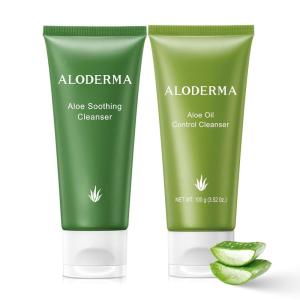 Aloderma Aloe Cleanser Set, 2 Pieces – Soothing Cleanser, Oil Controlling Face Wash