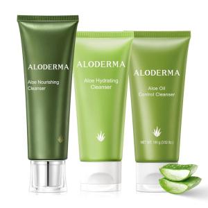 Aloderma Aloe Cleanser Set, 3 Pieces – Hydrating, Nourishing, Oil Control Cleansers – Face Wash Set