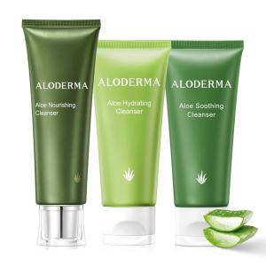 Aloderma Aloe Cleanser Set, 3 Pieces – Hydrating, Nourishing, Soothing Cleansers – Face Wash set