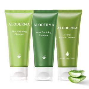 Aloderma Aloe Cleanser Set, 3 Pieces – Hydrating, Soothing, Oil Control Cleansers – Face Wash Set