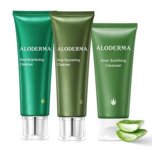 Aloderma Aloe Cleanser Set, 3 Pieces – Nourishing, Soothing, Brightening Cleansers – Face Wash Set