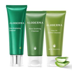Aloderma Aloe Cleanser Set, 3 Pieces – Soothing, Brightening, Oil Control Cleansers – Face Wash Set