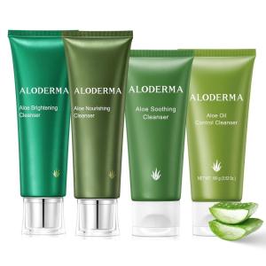 Aloderma Aloe Cleanser Set, 4 Pieces – Nourishing, Soothing, Brightening, Oil Control Cleansers