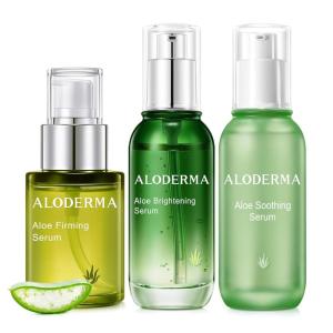 Aloderma Aloe Face Serums Set, 3 Pieces – Firming, Soothing Serum, Brightening Serum
