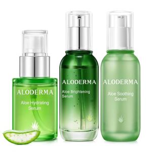 Aloderma Aloe Face Serums Set, 3 Pieces – Hydrating, Soothing, Brightening