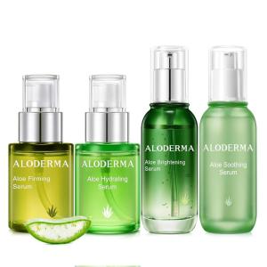 Aloderma Aloe Face Serums Set, 4 Pieces – Hydrating, Firming, Soothing Serum, Brightening Serum