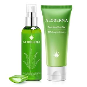Aloderma Aloe Hydrating Set – Botanical Hydrating Mist, Aloe Vera Gel 4 Oz