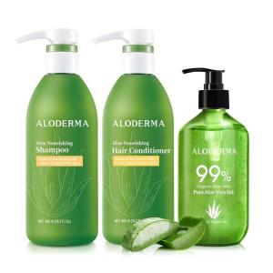 Aloderma Aloe Nourishing Set – Sampoo, Conditioner, Aloe Vera Gel
