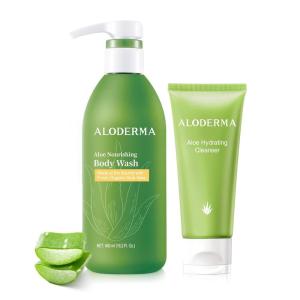 Aloderma Aloe Shower Set – Nourishing Body Wash, Hydrating Facial Cleanser – Refreshing, Soothing, Hydrating