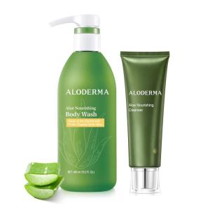 Aloderma Aloe Shower Set – Nourishing Body Wash, Nourishing Facial Cleanser – Hydrating, Soothing, Moisturizing