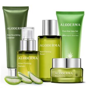 Aloderma Signature Aloe Firming & Rejuvenating Set – 5 Pieces – Gel, Cleanser, Toner, Serum, Cream
