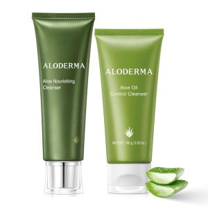 Aloderma Aloe Cleanser Set, 2 Pieces – Nourishing Cleanser, Oil Controlling Face Wash