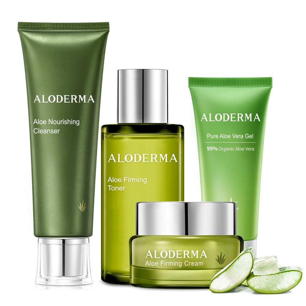image:imageAloderma Essential Aloe Firming amp Rejuvenating Skin Care Set  5 Pieces  Gel Cleanser x2pcs Toner Cream