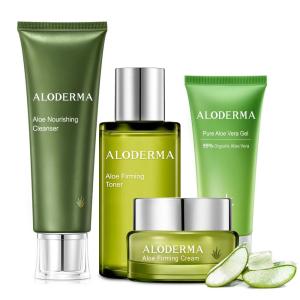 Aloderma Essential Aloe Firming & Rejuvenating Skin Care Set – 5 Pieces – Gel, Cleanser x2pcs, Toner, Cream
